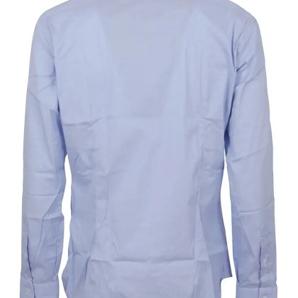 BUONAMASSA - Long-Sleeve Button-Down Shirt With Pointed Collar - Größe 43 - blau – Bild 2