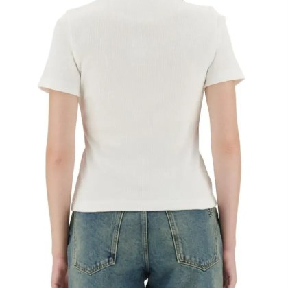 Tory Burch - Ribbed Cotton T-Shirt - Größe S - weiß – Bild 3