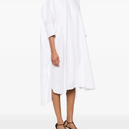 Joseph - Dania Midi Dress With Button Placket And Side Slit - Größe 36 - weiß – Bild 4