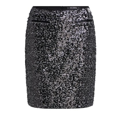 Karl Lagerfeld - Tweed-Rock mit Pailletten - Größe 44 - silberfarben Karl Lagerfeld - Tweed-Rock mit Pailletten - Größe 44 - silberfarben