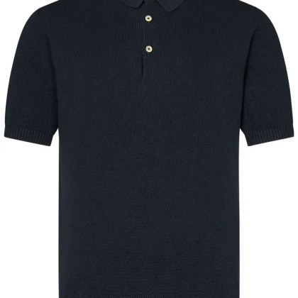Boglioli - Short-Sleeved Honeycomb Polo Shirt In Blue Cotton - Größe XL - blau Boglioli - Short-Sleeved Honeycomb Polo Shirt In Blue Cotton - Größe XL - blau
