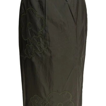 Cecille Bahnsen - High-Waisted Midi Skirt With Floral Embroidery - Größe 8 - grün Cecille Bahnsen - High-Waisted Midi Skirt With Floral Embroidery - Größe 8 - grün