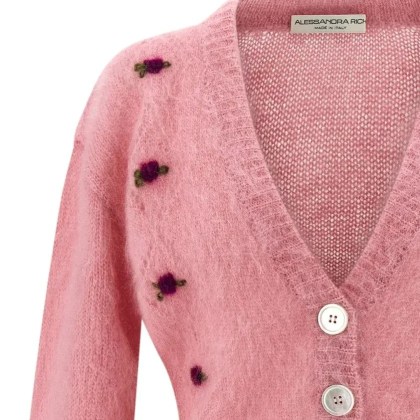 Alessandra Rich - 'Carded Mohair' Cardigan - Größe 40 - pink – Bild 3