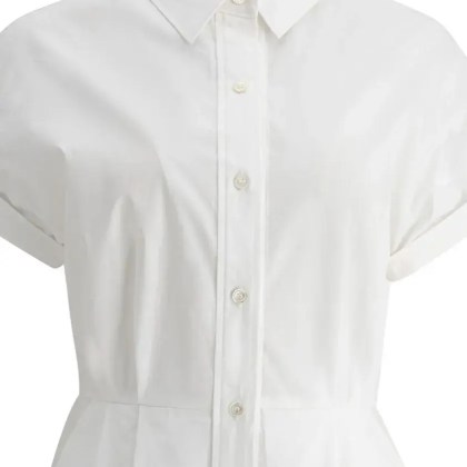 The Loom - Crisp White Midi Dress With Classic Shirt Collar - Größe L - weiß – Bild 3