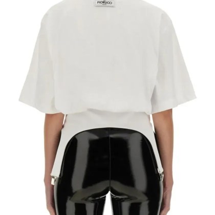 Fiorucci - T-Shirt With Stylish Suspenders - Größe XS - weiß – Bild 3