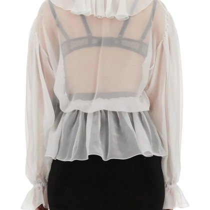Dolce&Gabbana - Chiffon Blouse With Ruffles - Größe 40 - weiß