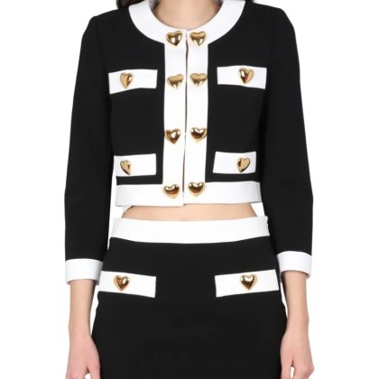 Moschino - Heart Buttons Crepe Jacket - Größe 40 - schwarz Moschino - Heart Buttons Crepe Jacket - Größe 40 - schwarz