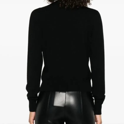 Twin-Set - Keyhole Neckline Black Sweater With Ribbed Cuffs - Größe XS - schwarz – Bild 3