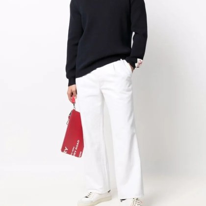 Golden Goose - Ribbed Stretch-Cotton Sweater With Crew Neck Desig - Größe XL - blue – Bild 4