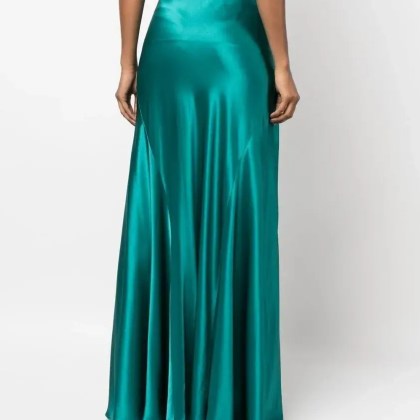Alberta Ferretti - Green High-Waisted Silk Maxi Skirt - Größe 42 - grün – Bild 4