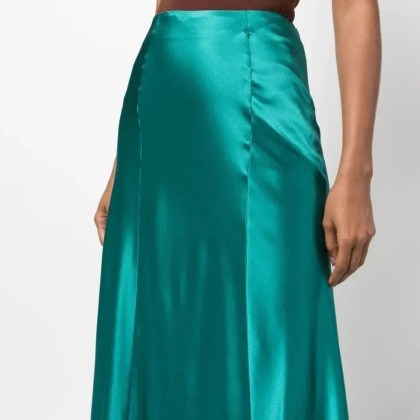 Alberta Ferretti - Green High-Waisted Silk Maxi Skirt - Größe 42 - grün – Bild 2