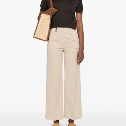 Peserico - Wide-Leg Beige Trousers With High Waist - Größe 46 - beige – Bild 2