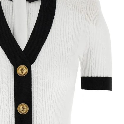 Balmain - Mini Knitted Dress With Braided Knit - Größe 40 - schwarz – Bild 3