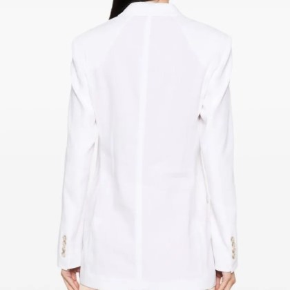 Boss - Double-Breasted Linen Blazer With Structured Shoul - Größe 38 - weiß – Bild 4