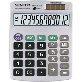 Desktop Calculator 12 Digital Dual Power White