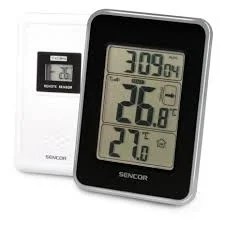 Wireless Thermometer time 12/24 Hour Selectable black Indoor Temperatu
