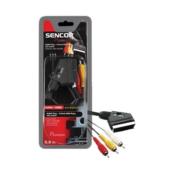 Scart Connector To 3x Rca Connector With S  Swithc 1.5mt Cable