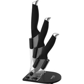 Set Of 3 Pcs Of Ceramic Knives With Noir Rack