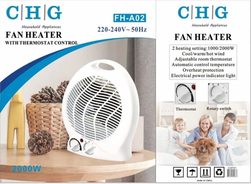 Chg Fh-a02 Fan Heater 2000w 2 Settings With Uk Plug