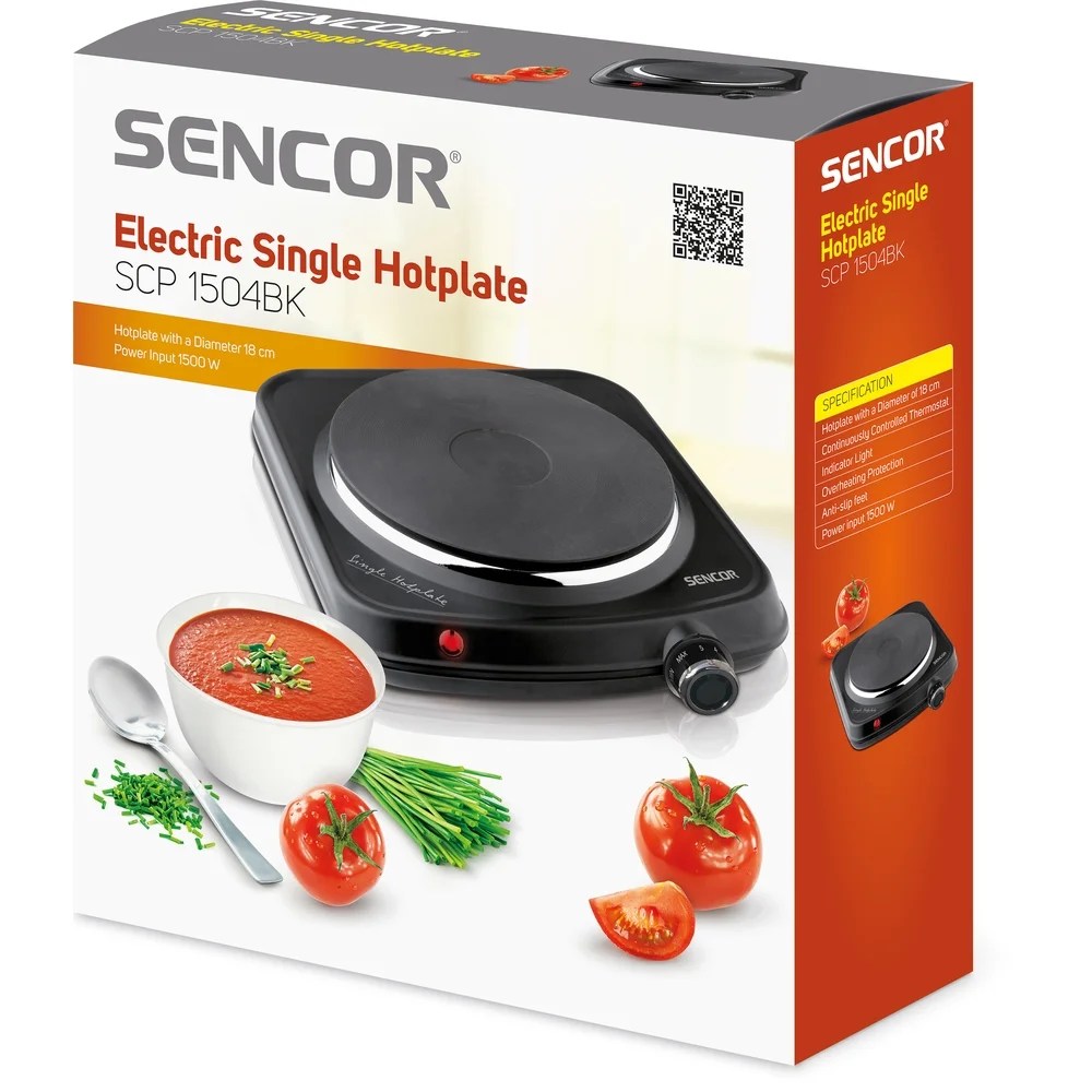 Black Single Electric Hot Plate- 1500w
