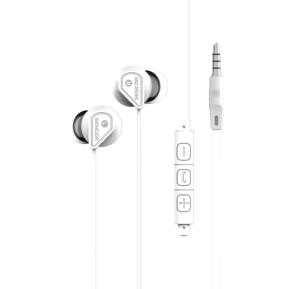 Sencor Earphones White With Mic And Volume Control