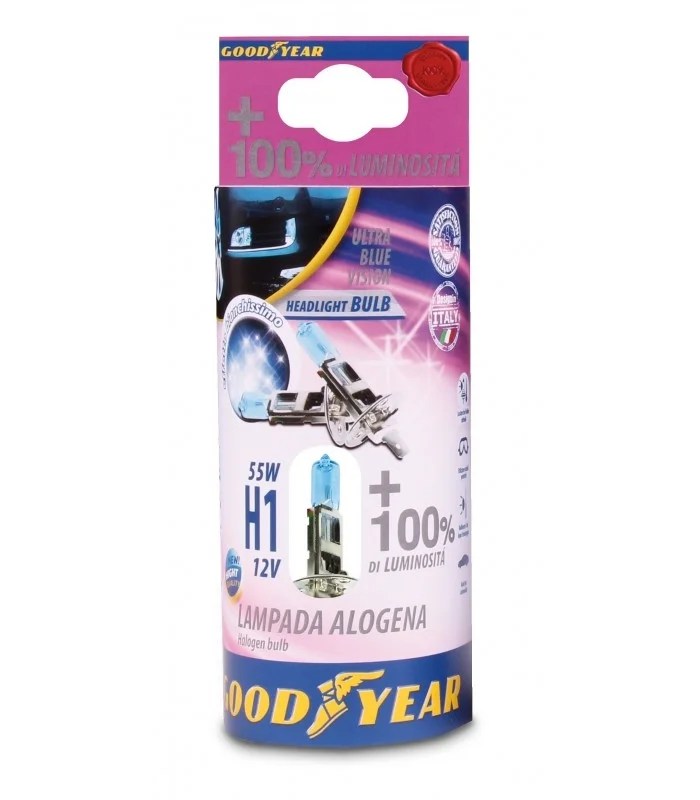 Goodyear H1 Bulbs 2pz 12v 55w +100% Ultra Blue In Blister
