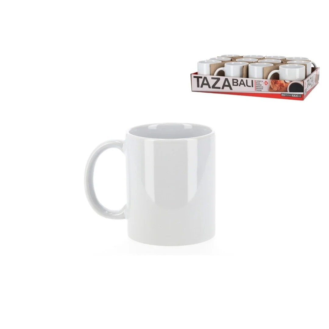 Ceramic Bali Mug 330ml 1 Pz White- Size 12x8x9.5- Ceramic Bali Mug 330ml 1 Pz White- Size 12x8x9.5-