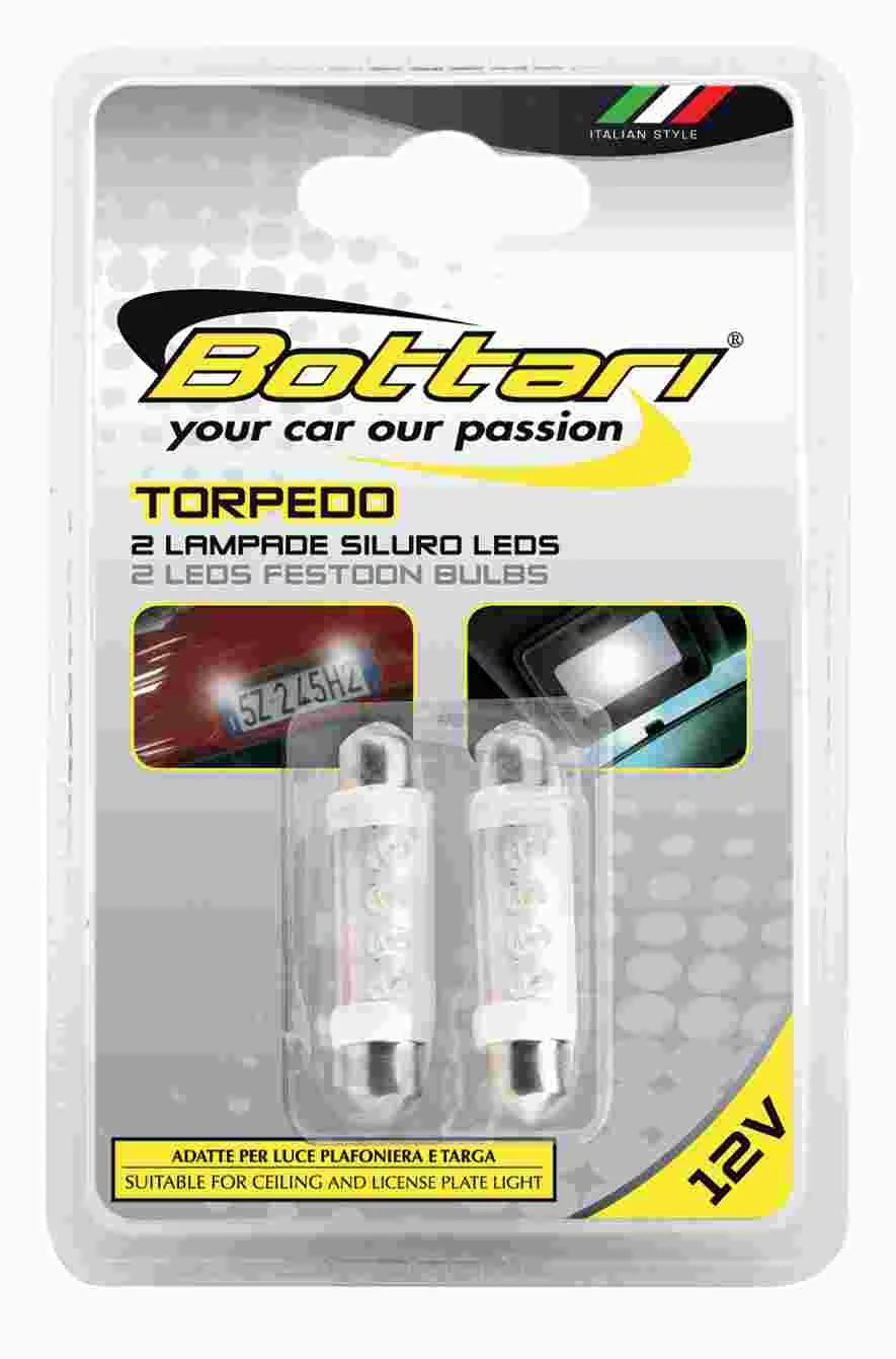 2 Festoon Bulbs 4 White Leds “torpedo”