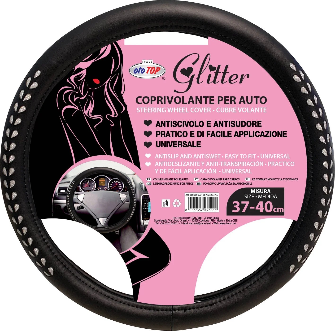 Steering Cover Glitter Woman Line Swc 37/40 Silver