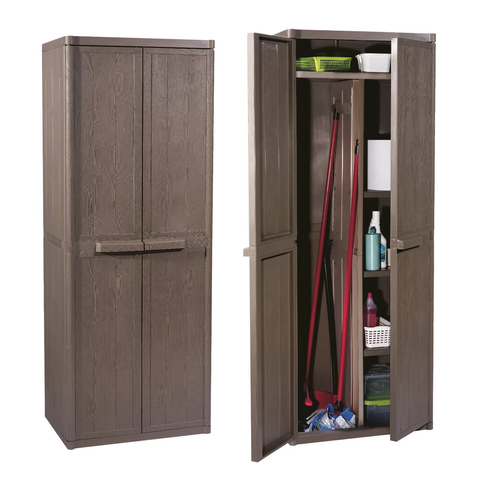 Multipurpose Cabinet Broom Holder wood Finishcm 65x45x172h