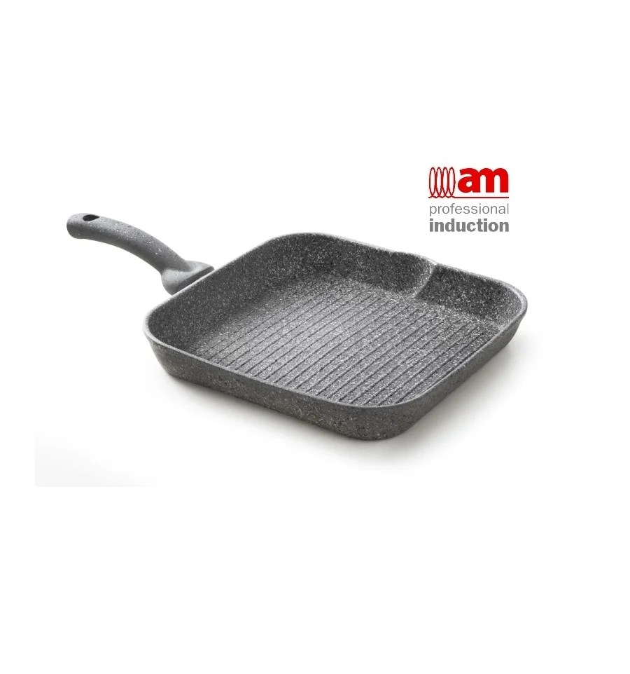 Cuore Di Pietra Grill Pan With Square Stone Effect Covering 28 * 28 Cm