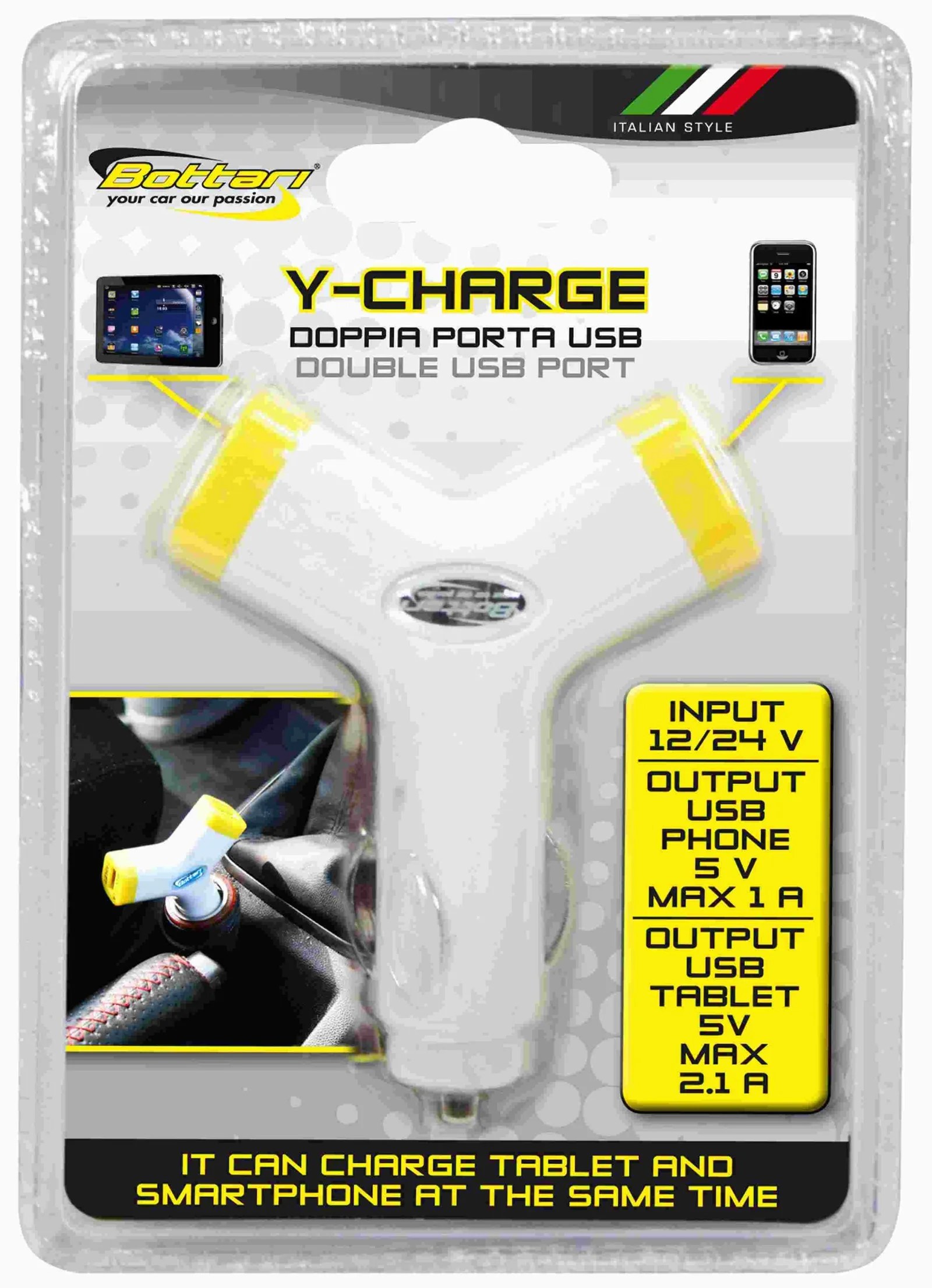 Double Usb Port 1+2.1 Amp “y-charge” Double Usb Port 1+2.1 Amp “y-charge”