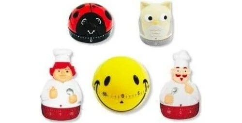 Mechanical Kitchen Timer, 60 Mins. 5 Assorted Shapes- (sold In Box Of