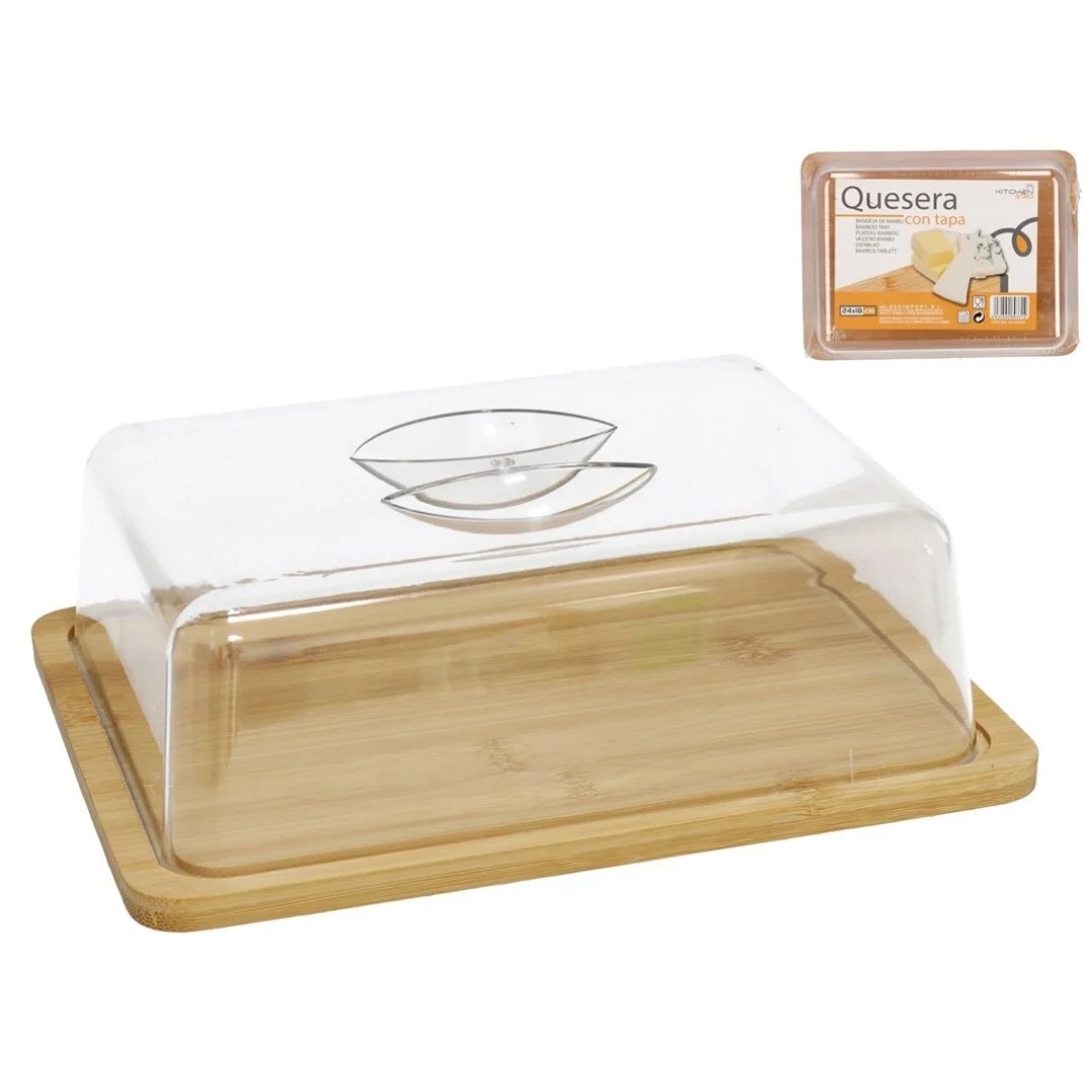 Cheese Bowl With Lid Bamboo + Plastic-24cmx18cm Cheese Bowl With Lid Bamboo + Plastic-24cmx18cm