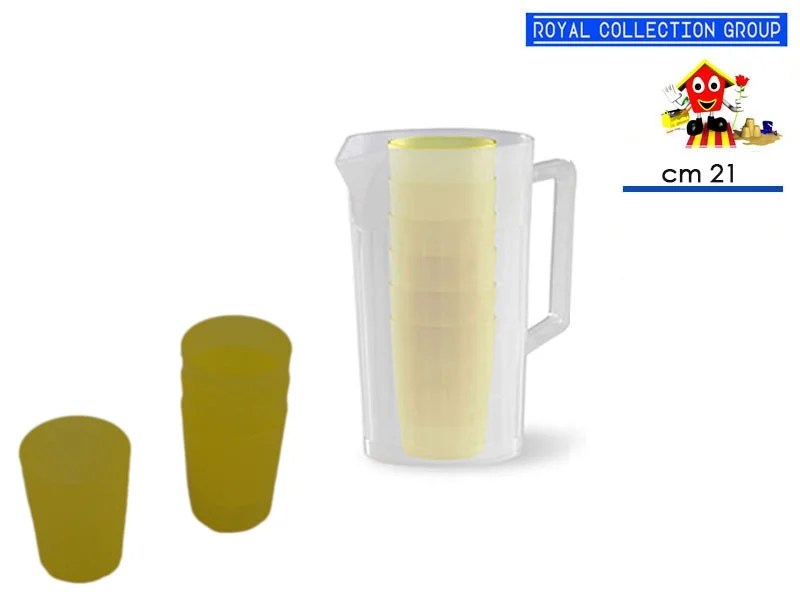 1 Lt Water Jug With Lid + 4 Plastic Glasses