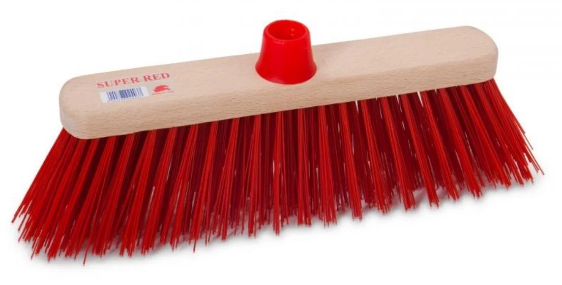 Broom Super Red Wooden Support Red Stiff Fibre Broom Super Red Wooden Support Red Stiff Fibre