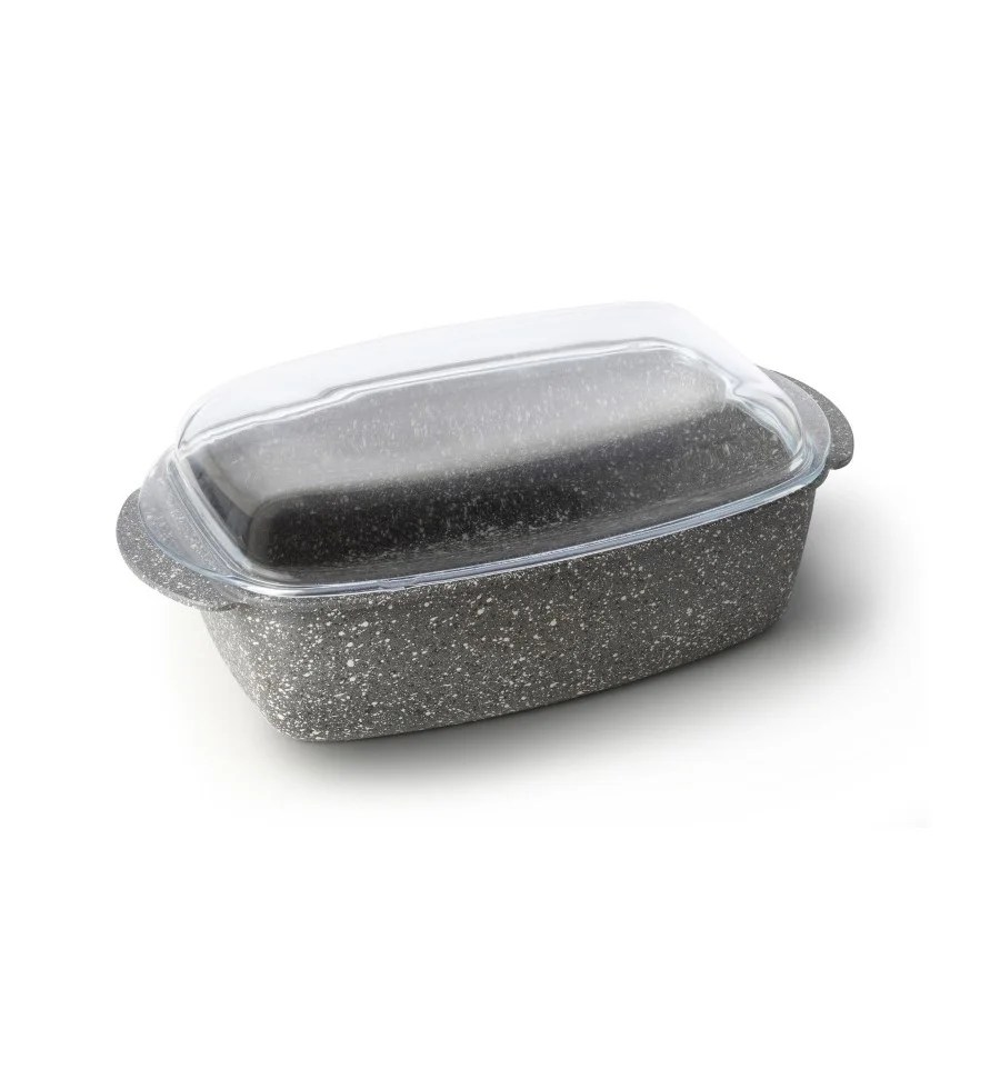 Cuore Di Pietra-stone-coated Non-stick Roast Beef Dish With Glass Lid/