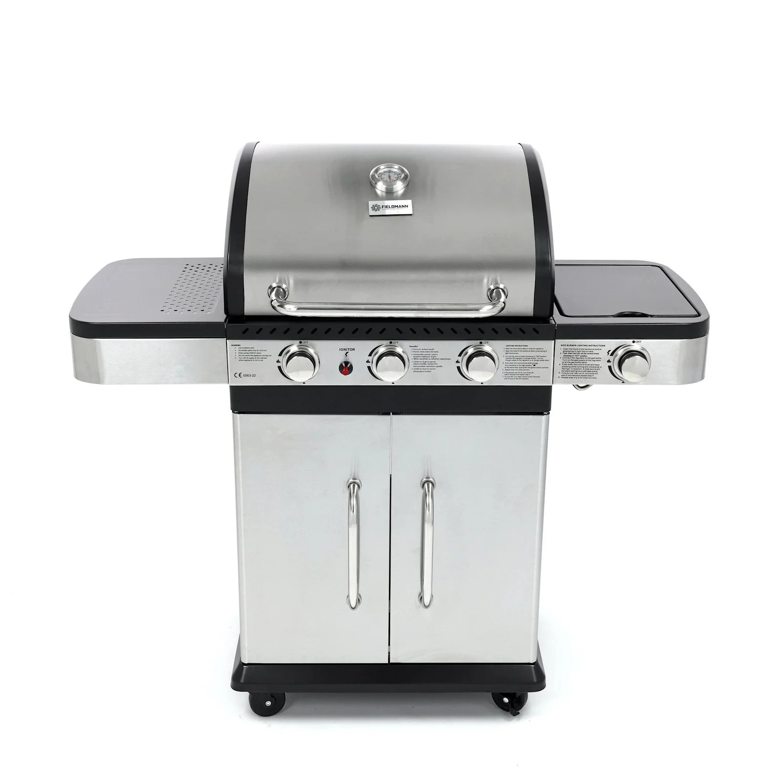 Fieldmann Gas Bbq 3 + 1 Burner Stainless Steel 18/10 Fieldmann Gas Bbq 3 + 1 Burner Stainless Steel 18/10