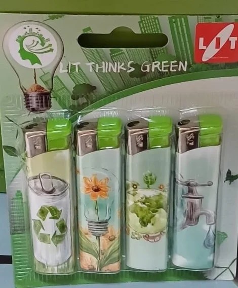 Pocket Gas Lighter Pack Of 4  Blaze Green( Sold By 1 Or By Box Of 28)