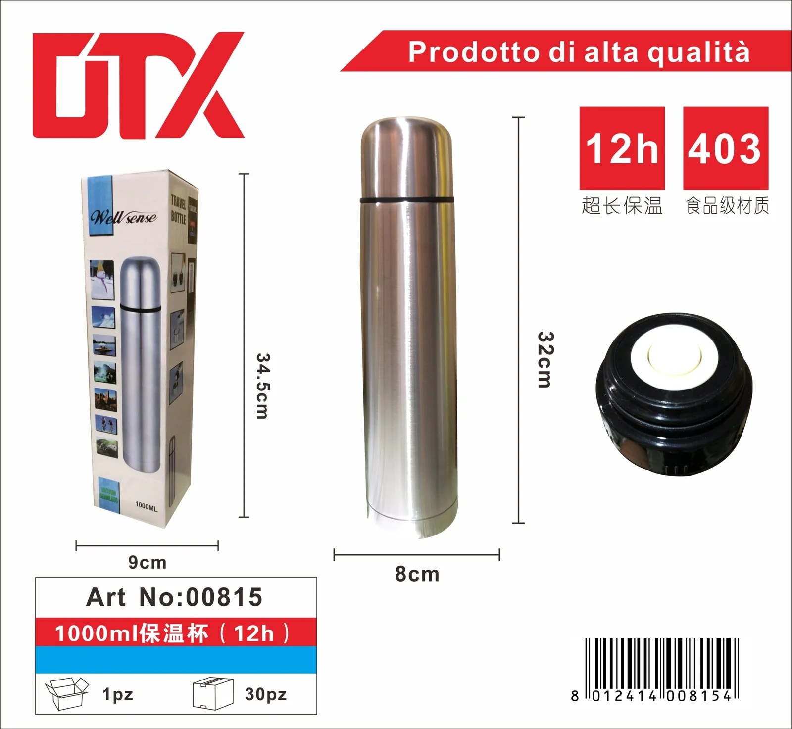 Termos 1000ml 12 Hours