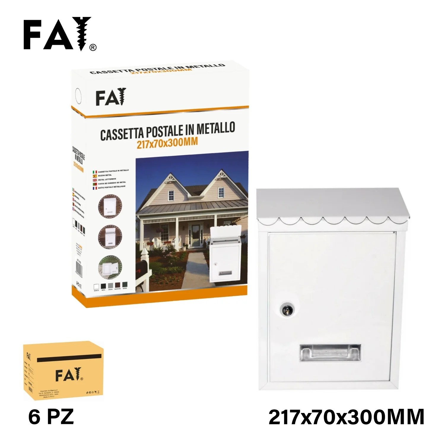 Letter Box 217x70x300mm In Metal Col. White Letter Box 217x70x300mm In Metal Col. White