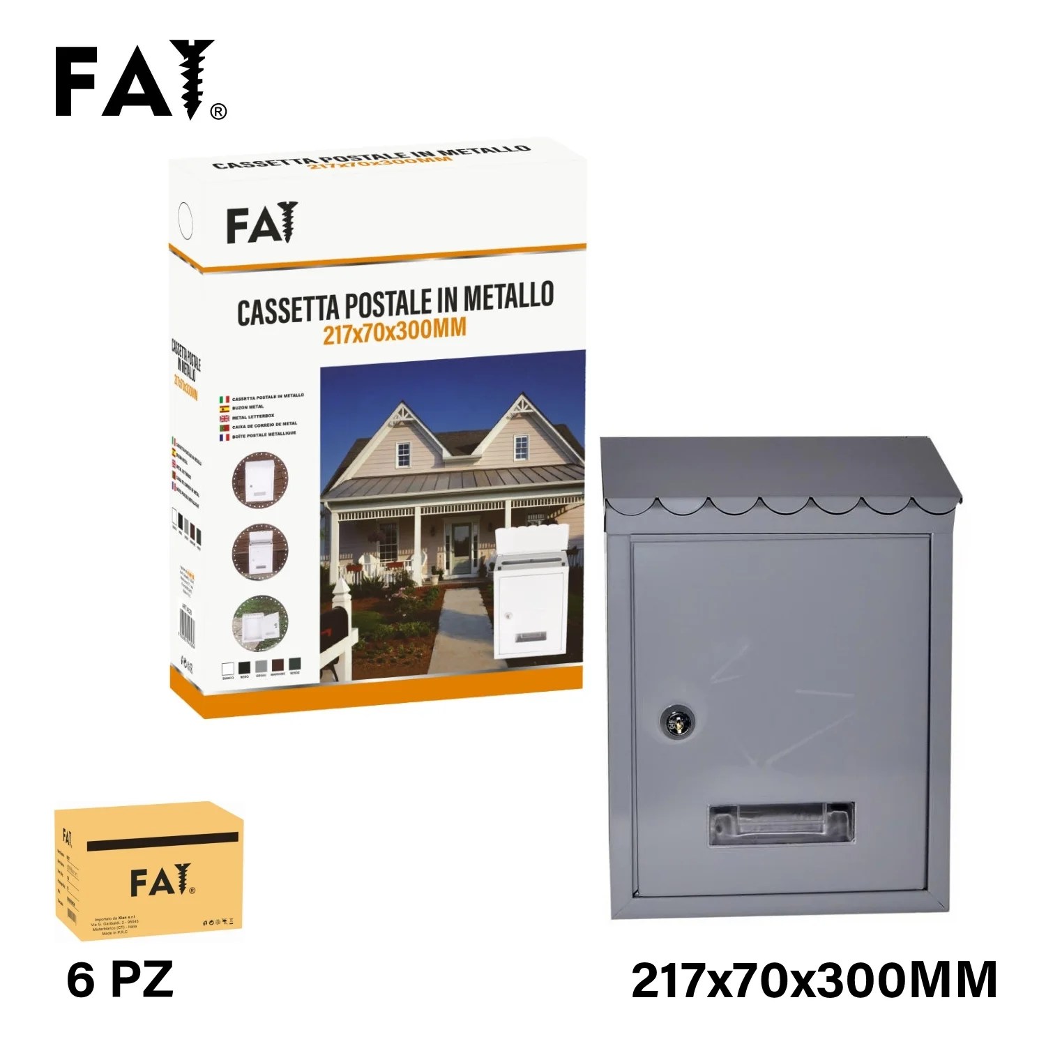 Letter Box 217x70x300mm In Metal Col. Grey