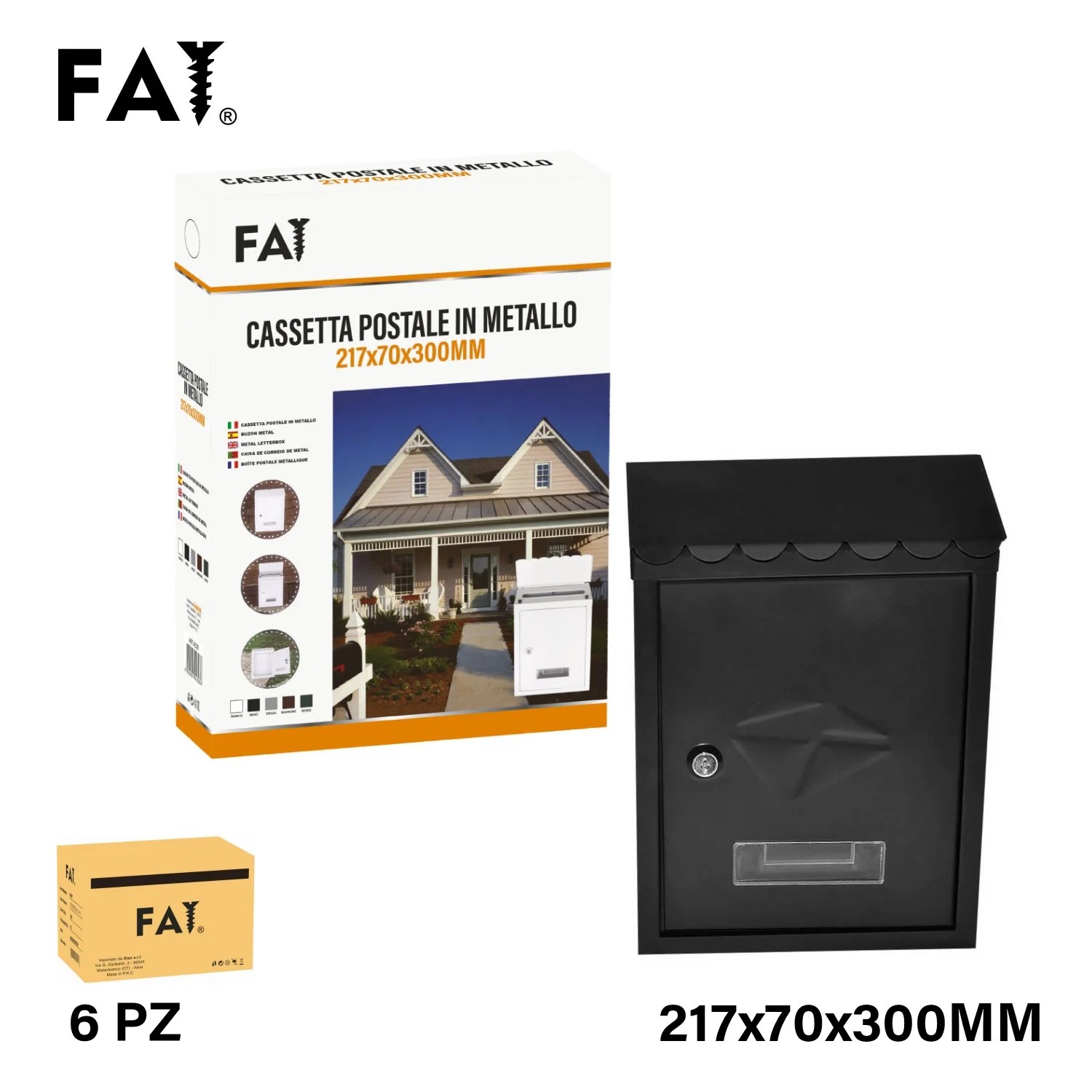 Letter box 217x70x300mm in metal col. black