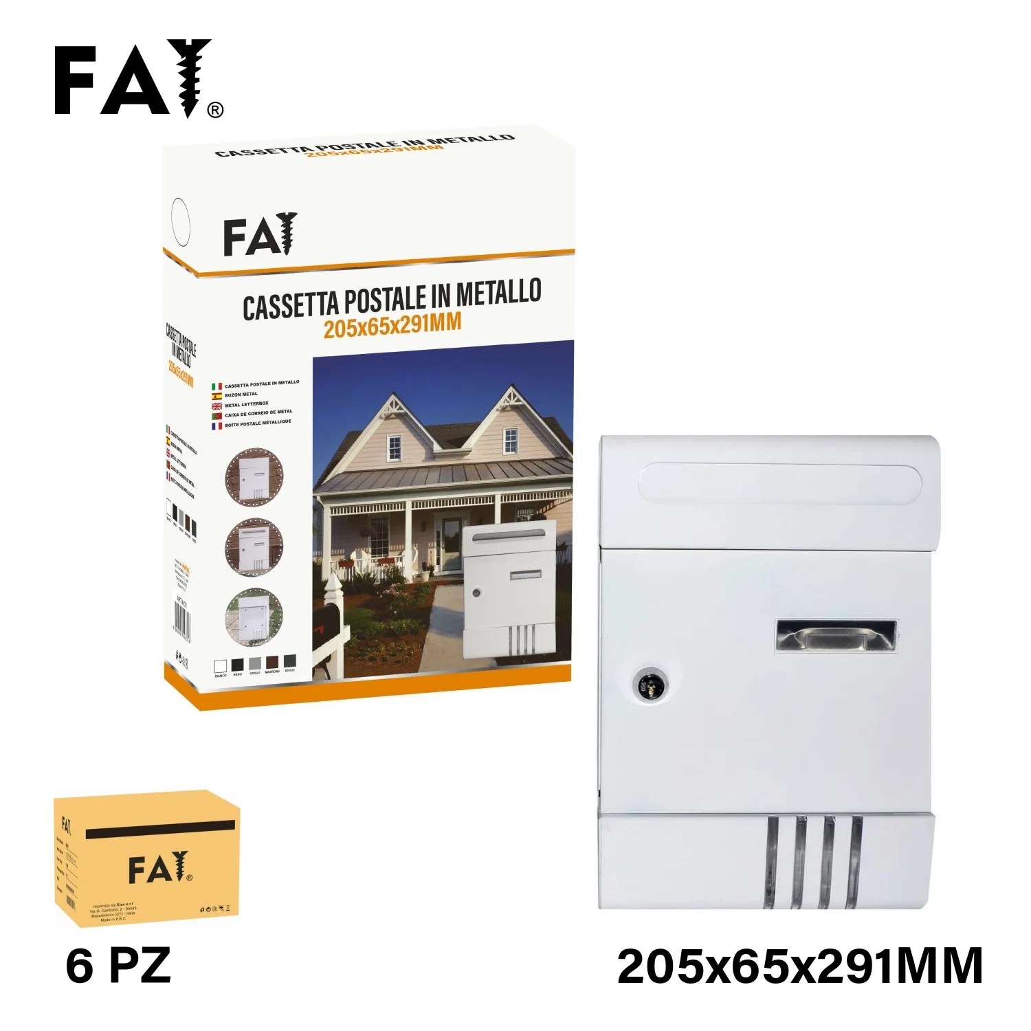 Letter Box205x65x291mm In Metal Col. White