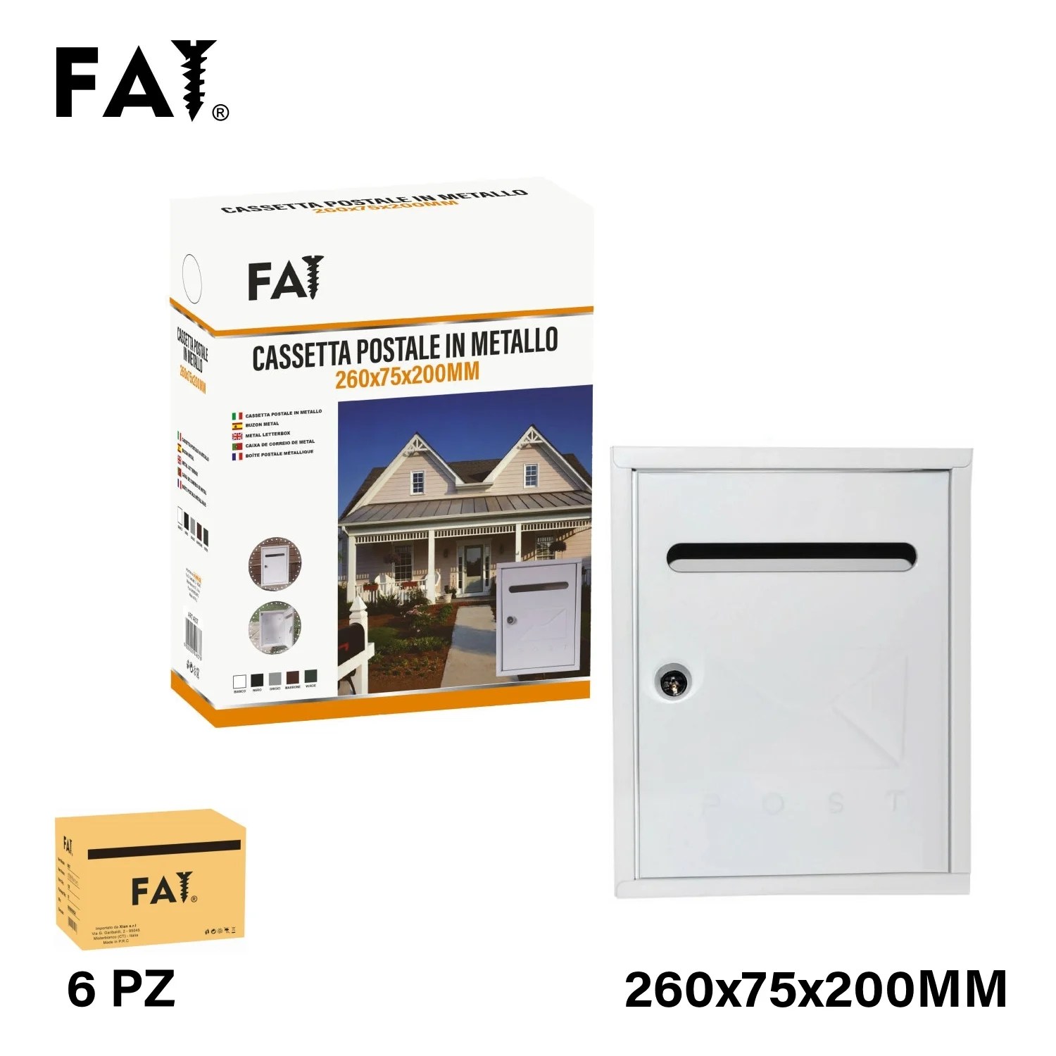 Letter box260x75x200mm in metal col. white Letter box260x75x200mm in metal col. white