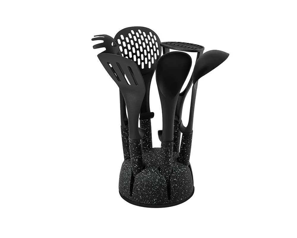 7-piece Kitchen Utensil Set Marble Black Schafer 7-piece Kitchen Utensil Set Marble Black Schafer