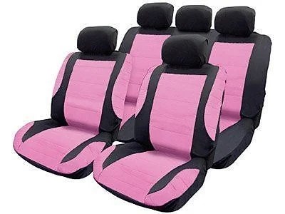 Think Pink Leather Look Seat Cover Set