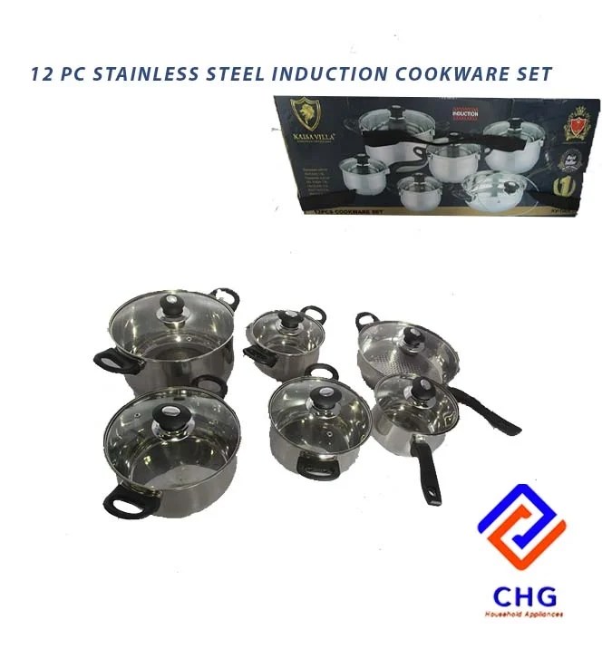 12 Pcs Set Of Pots Stainless Steel Induction K2