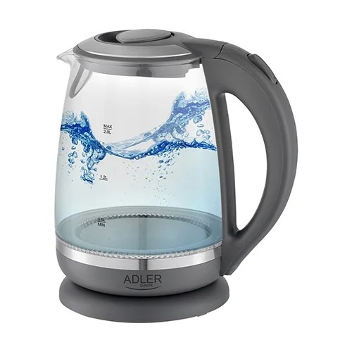 Adler Glass Kettle Black 2.0lt