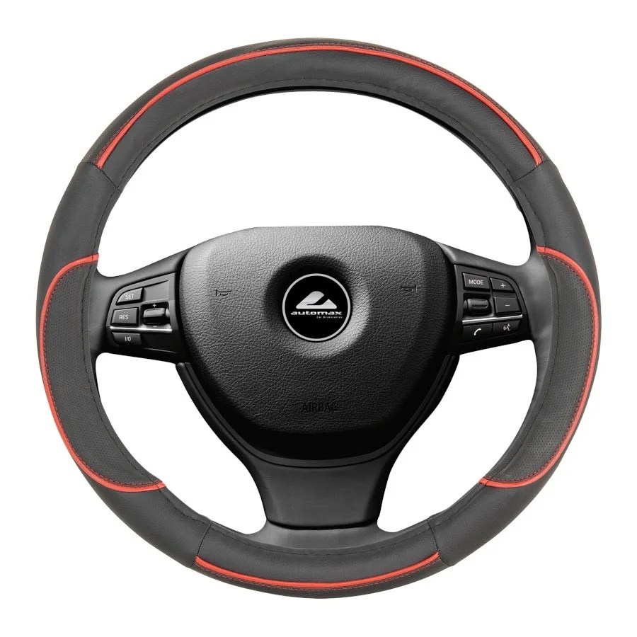 Steering wheel cover BLACK WITH RED LINES 37-39cm Steering wheel cover BLACK WITH RED LINES 37-39cm